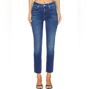 MOTHER The Hustler Ankle Fray Indigo Straight-Leg Jeans